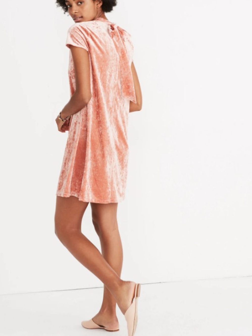 Madewell Crushed Velvet Tie Back Shift Dress